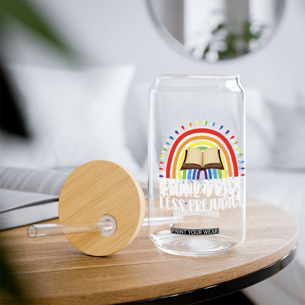 More Pride Less Prejudice Glass Can LGBTQ Pride Month Book Lover TS14 Print Your Wear