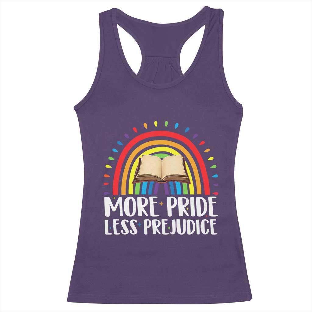 More Pride Less Prejudice Racerback Tank Top LGBTQ Pride Month Book Lover TS14 Purple Print Your Wear