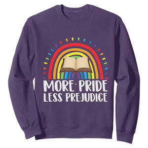 More Pride Less Prejudice Sweatshirt LGBTQ Pride Month Book Lover TS14 Purple Print Your Wear