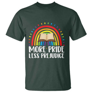 More Pride Less Prejudice T Shirt LGBTQ Pride Month Book Lover TS14 Dark Forest Green Print Your Wear