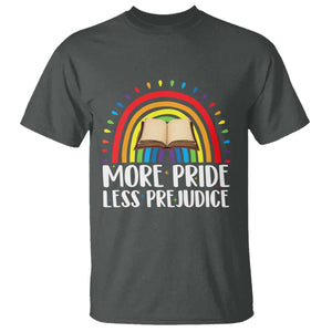 More Pride Less Prejudice T Shirt LGBTQ Pride Month Book Lover TS14 Dark Heather Print Your Wear