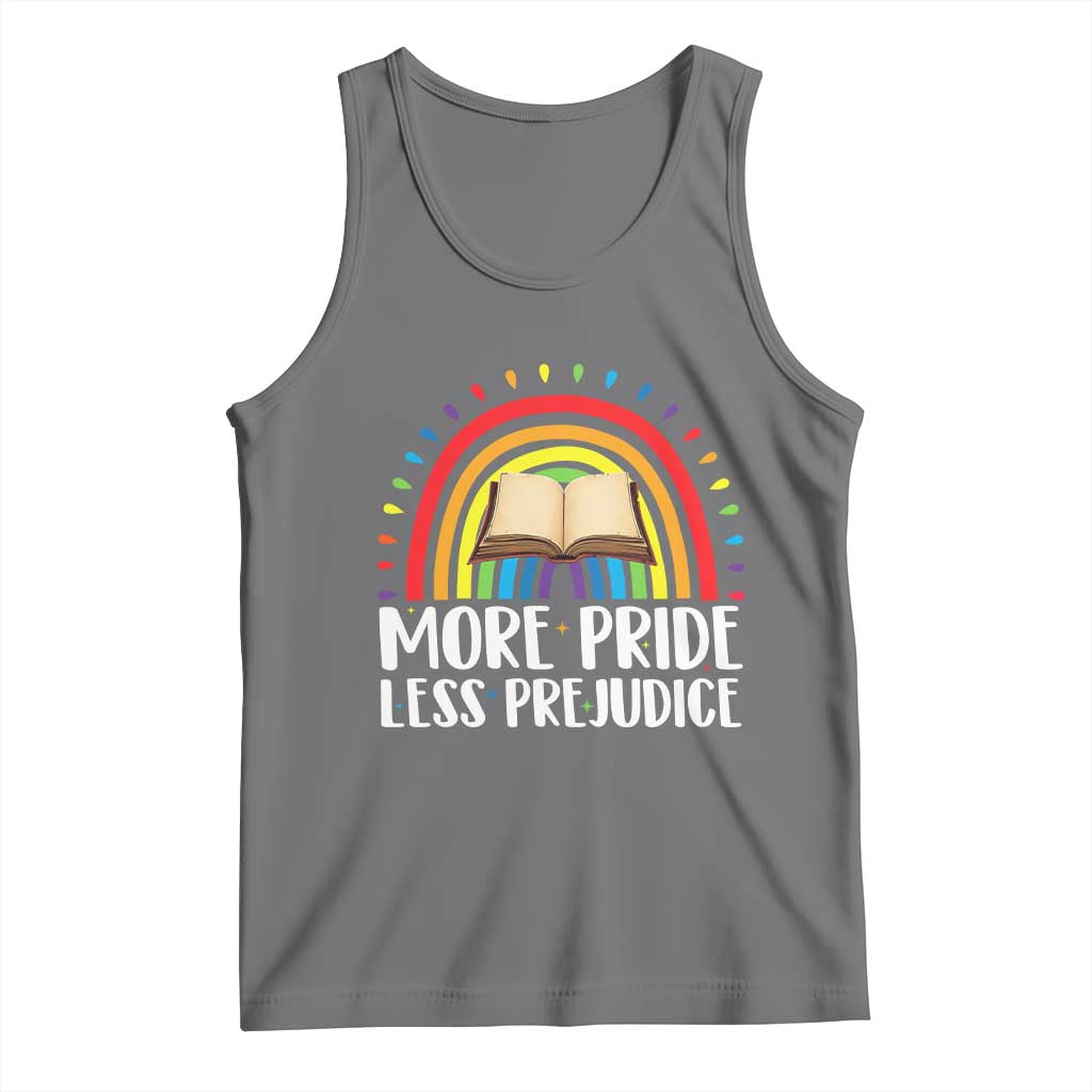 More Pride Less Prejudice Tank Top LGBTQ Pride Month Book Lover TS14 Black Heather Print Your Wear