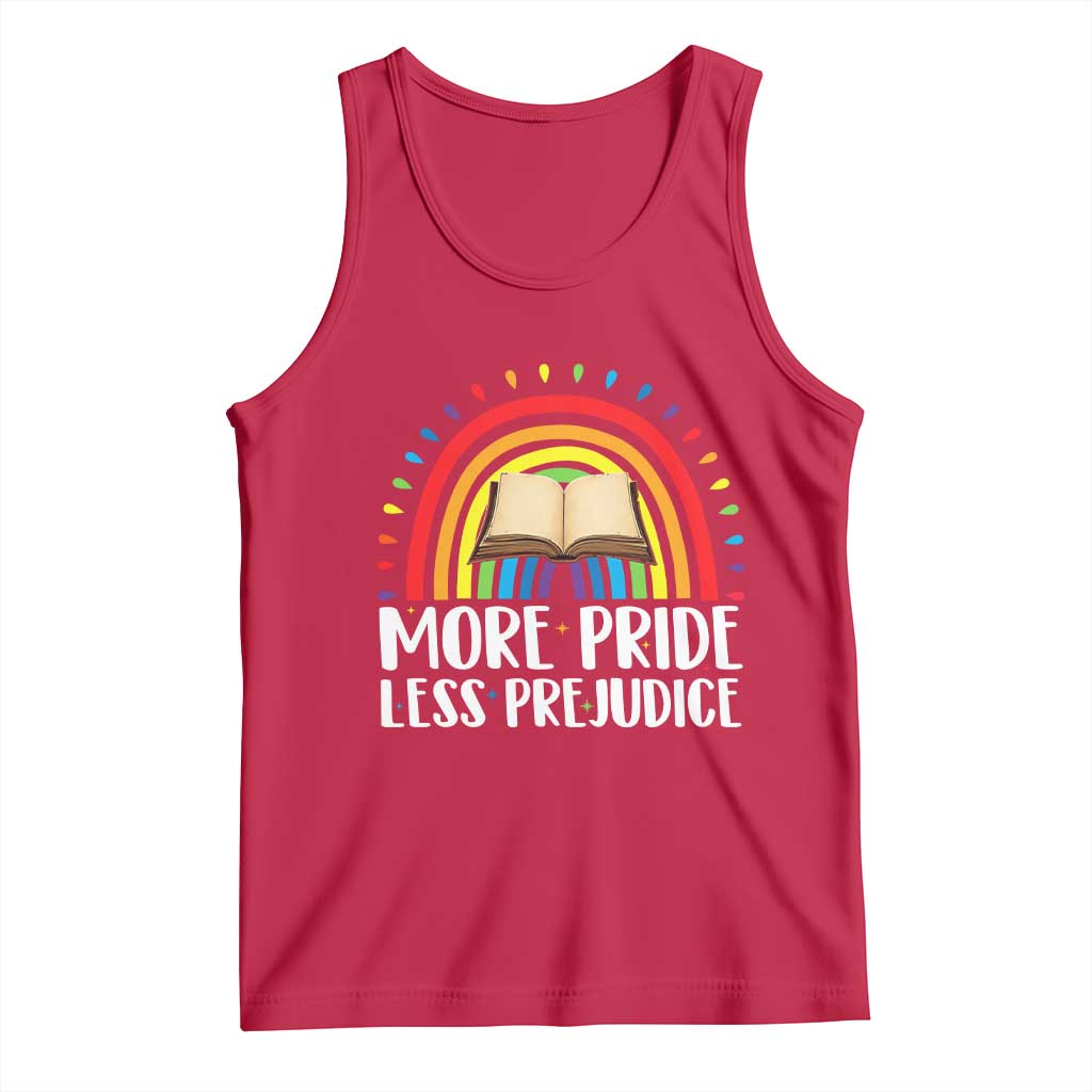 More Pride Less Prejudice Tank Top LGBTQ Pride Month Book Lover TS14 Red Print Your Wear