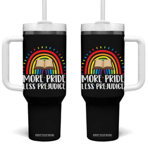More Pride Less Prejudice Tumbler With Handle LGBTQ Pride Month Book Lover TS14 One Size: 40 oz Black Print Your Wear
