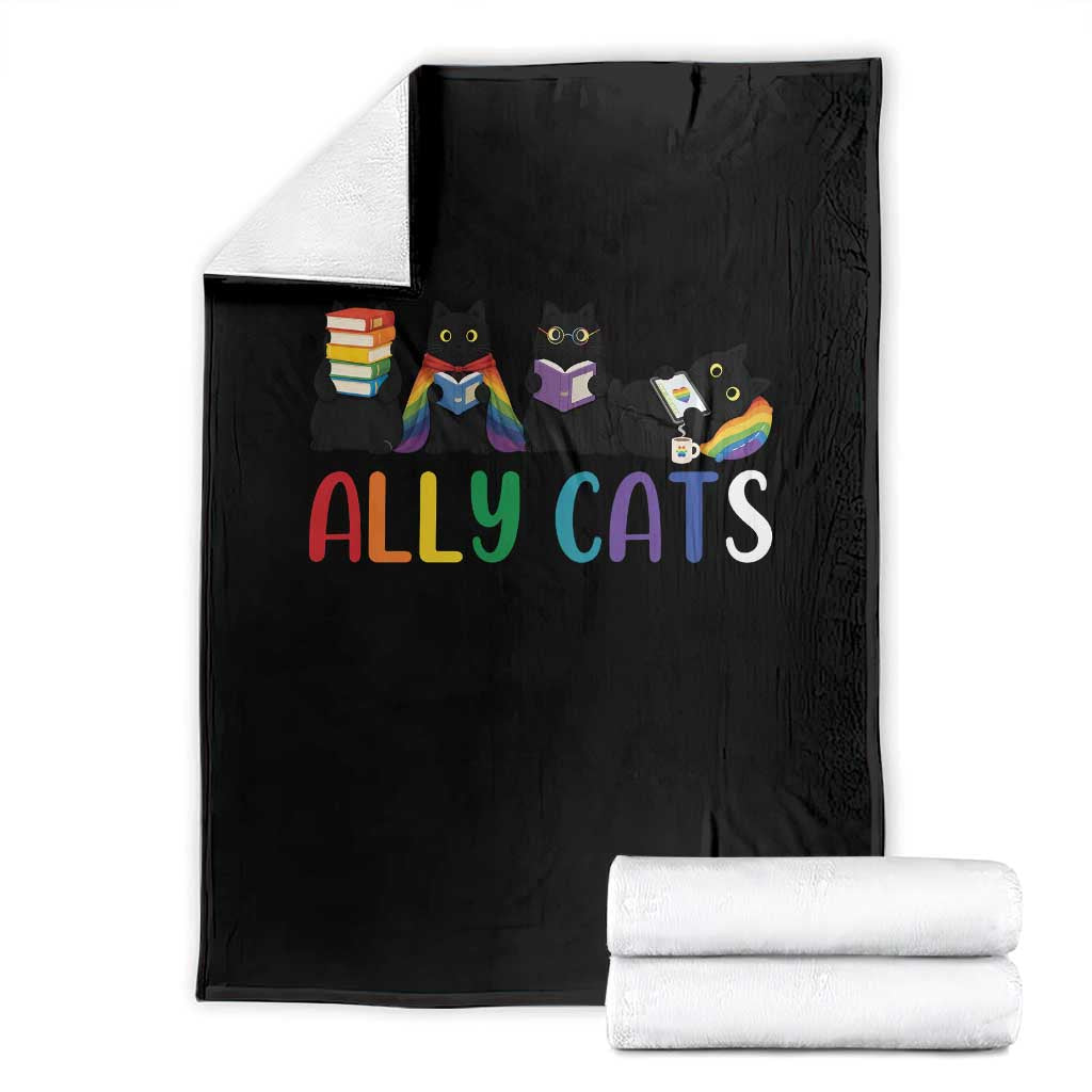 Rainbow Pride Ally Cats Throw Blanket LGBTQ Inclusion Cat Lover Gift TS14 Black Print Your Wear