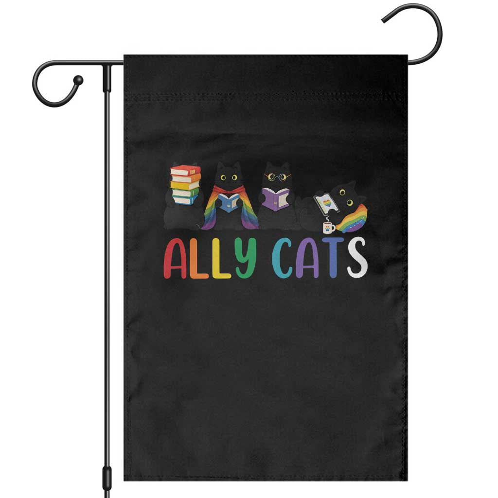 Rainbow Pride Ally Cats Garden Flag LGBTQ Inclusion Cat Lover Gift TS14 Black Print Your Wear