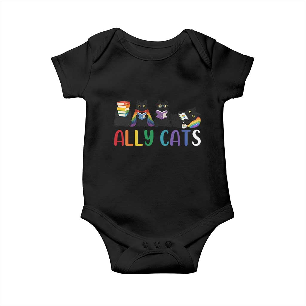 Rainbow Pride Ally Cats Baby Onesie LGBTQ Inclusion Cat Lover Gift TS14 Black Print Your Wear