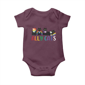 Rainbow Pride Ally Cats Baby Onesie LGBTQ Inclusion Cat Lover Gift TS14 Maroon Print Your Wear