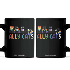 Rainbow Pride Ally Cats Coffee Mug LGBTQ Inclusion Cat Lover Gift TS14 Black Print Your Wear