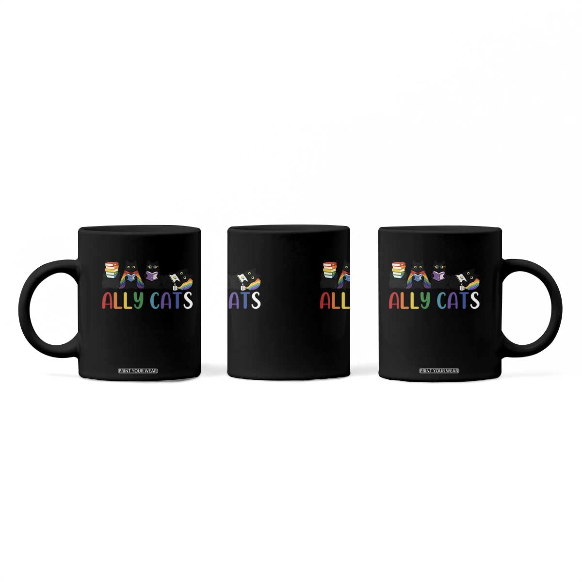 Rainbow Pride Ally Cats Coffee Mug LGBTQ Inclusion Cat Lover Gift TS14 Print Your Wear
