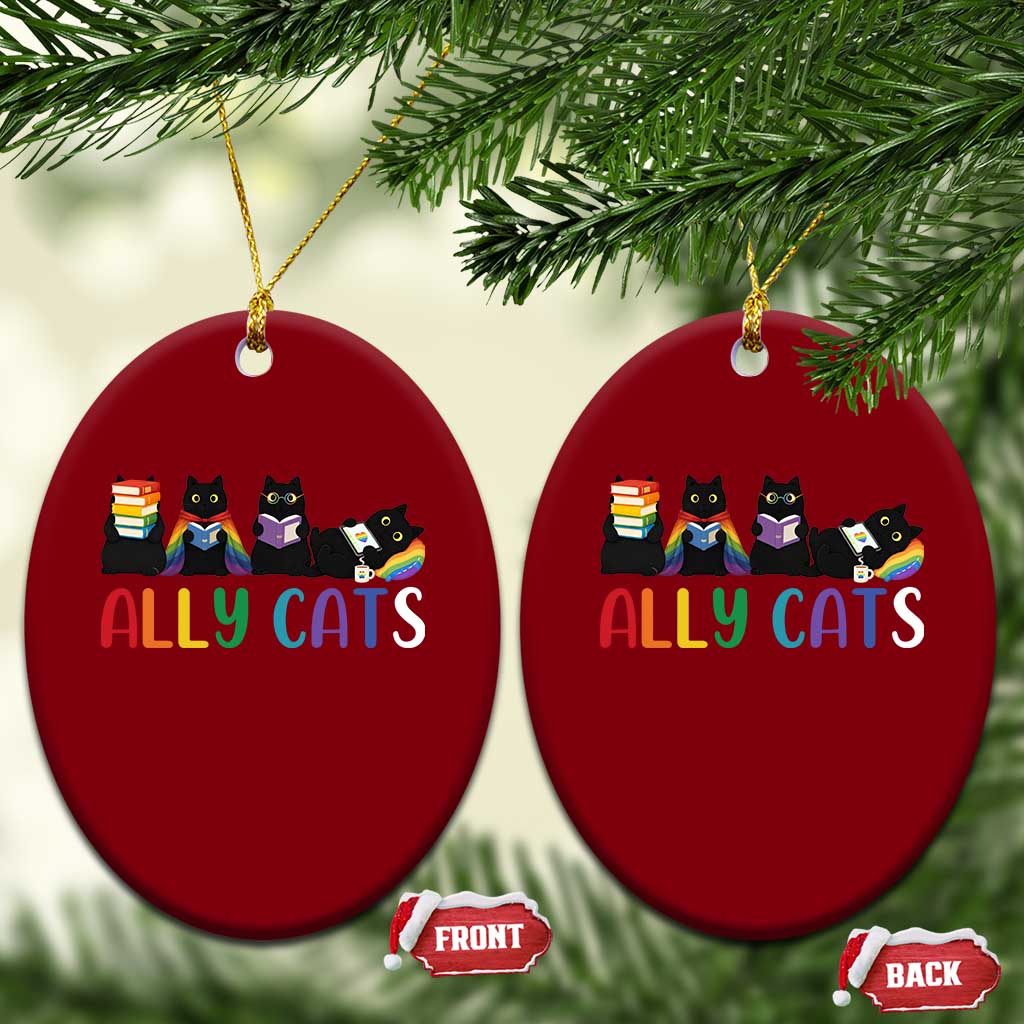 Rainbow Pride Ally Cats Ceramic Ornament LGBTQ Inclusion Cat Lover Gift TS14 Print Your Wear