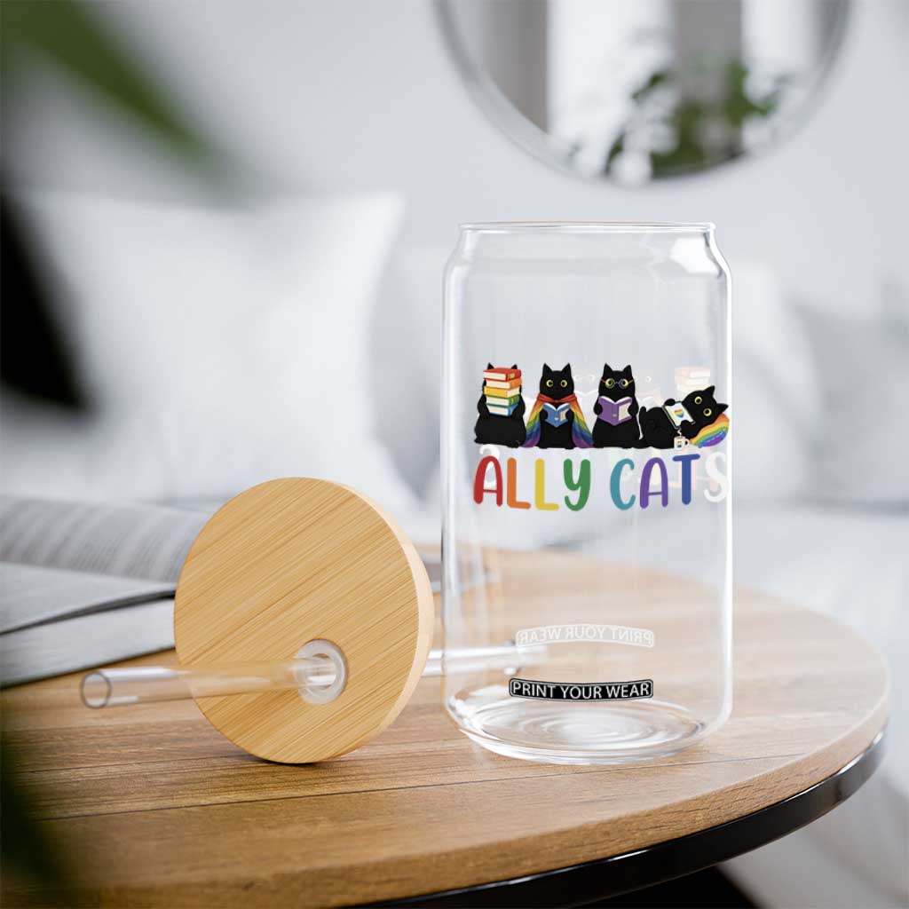 Rainbow Pride Ally Cats Glass Can LGBTQ Inclusion Cat Lover Gift TS14 Print Your Wear