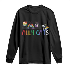 Rainbow Pride Ally Cats Long Sleeve Shirt LGBTQ Inclusion Cat Lover Gift TS14 Black Print Your Wear
