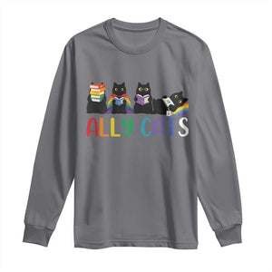 Rainbow Pride Ally Cats Long Sleeve Shirt LGBTQ Inclusion Cat Lover Gift TS14 Charcoal Print Your Wear