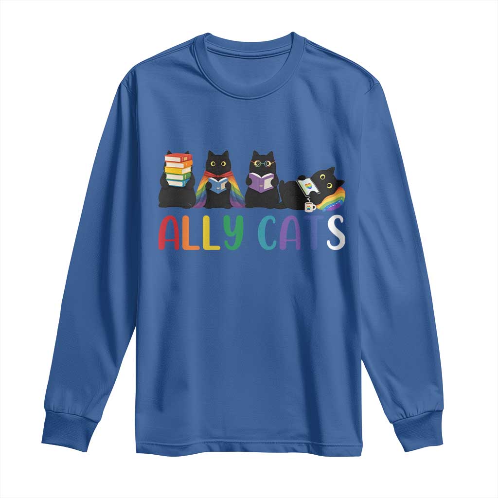 Rainbow Pride Ally Cats Long Sleeve Shirt LGBTQ Inclusion Cat Lover Gift TS14 Royal Blue Print Your Wear