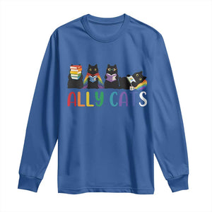 Rainbow Pride Ally Cats Long Sleeve Shirt LGBTQ Inclusion Cat Lover Gift TS14 Royal Blue Print Your Wear