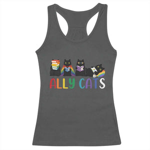 Rainbow Pride Ally Cats Racerback Tank Top LGBTQ Inclusion Cat Lover Gift TS14 Dark Heather Print Your Wear