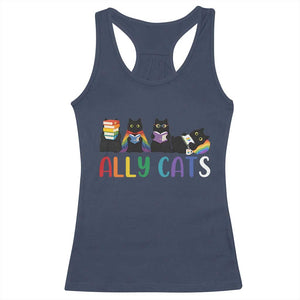 Rainbow Pride Ally Cats Racerback Tank Top LGBTQ Inclusion Cat Lover Gift TS14 Navy Print Your Wear
