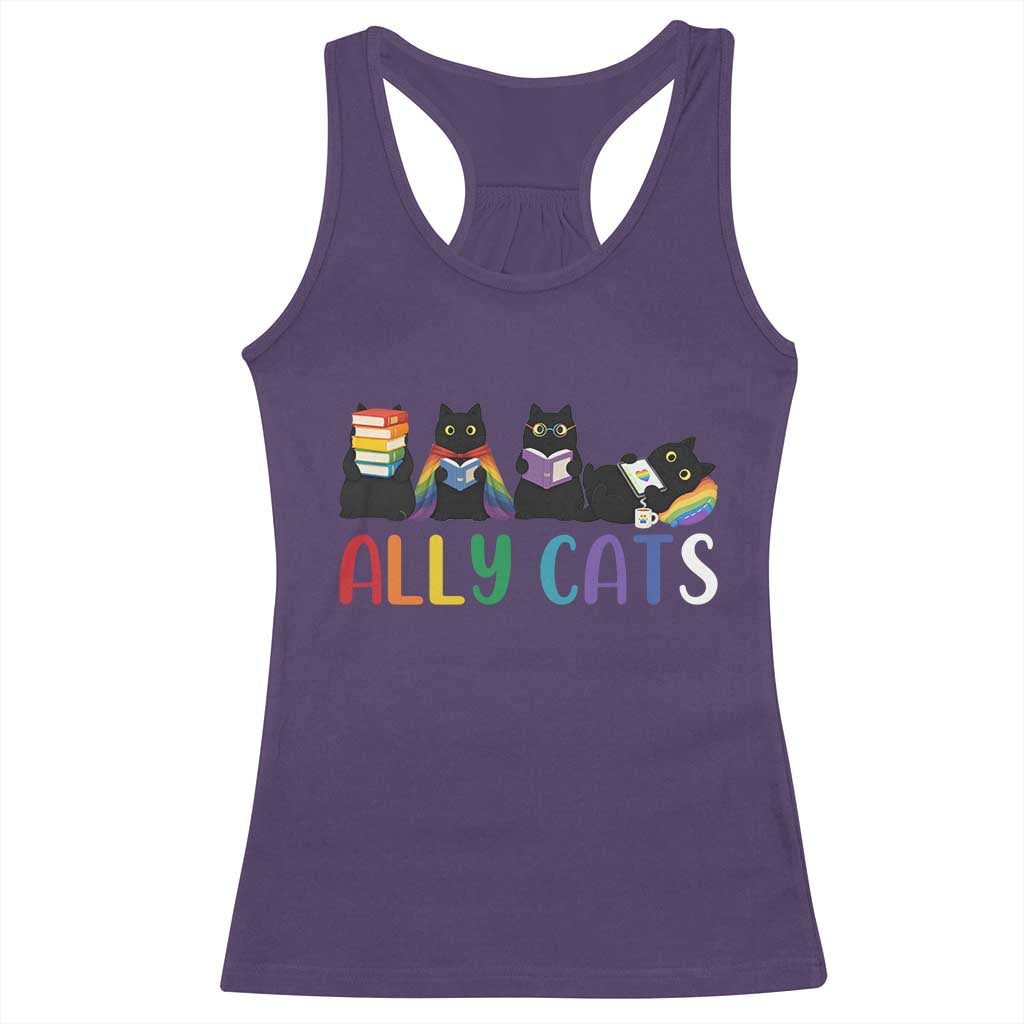 Rainbow Pride Ally Cats Racerback Tank Top LGBTQ Inclusion Cat Lover Gift TS14 Purple Print Your Wear
