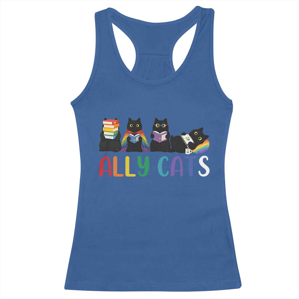 Rainbow Pride Ally Cats Racerback Tank Top LGBTQ Inclusion Cat Lover Gift TS14 Royal Blue Print Your Wear