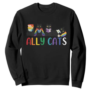 Rainbow Pride Ally Cats Sweatshirt LGBTQ Inclusion Cat Lover Gift TS14 Black Print Your Wear