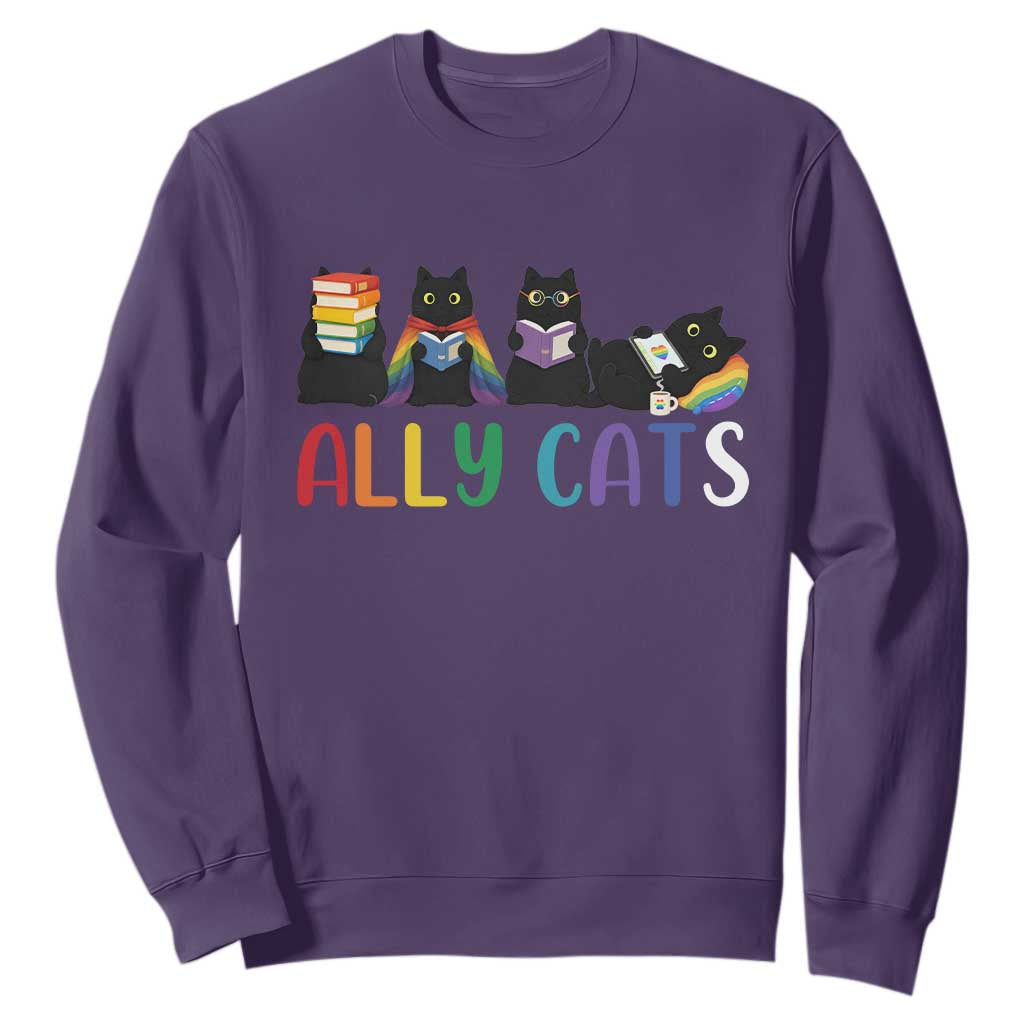Rainbow Pride Ally Cats Sweatshirt LGBTQ Inclusion Cat Lover Gift TS14 Purple Print Your Wear