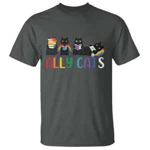 Rainbow Pride Ally Cats T Shirt LGBTQ Inclusion Cat Lover Gift TS14 Dark Heather Print Your Wear