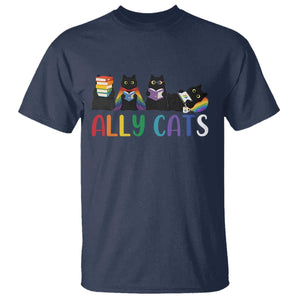 Rainbow Pride Ally Cats T Shirt LGBTQ Inclusion Cat Lover Gift TS14 Navy Print Your Wear