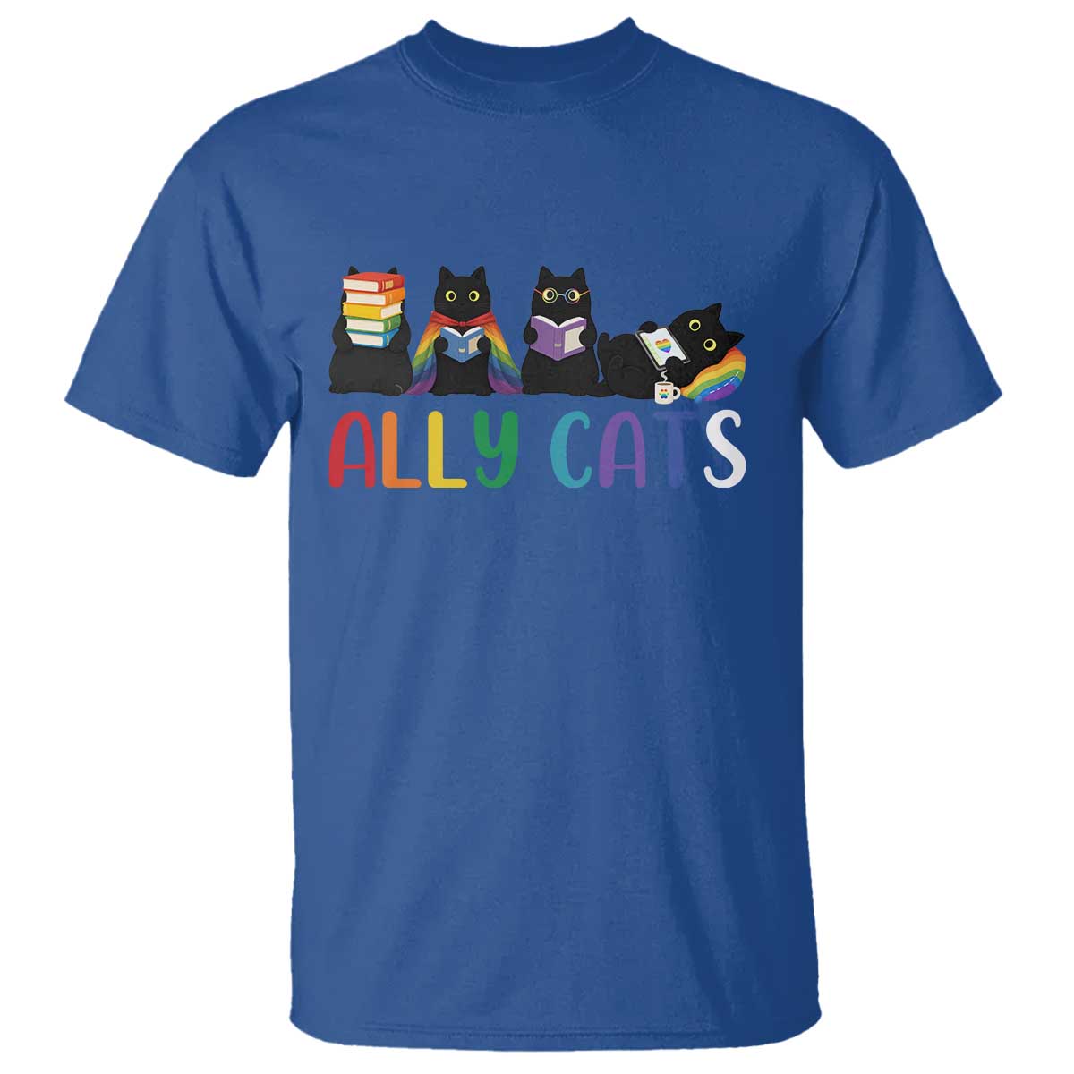 Rainbow Pride Ally Cats T Shirt LGBTQ Inclusion Cat Lover Gift TS14 Royal Blue Print Your Wear