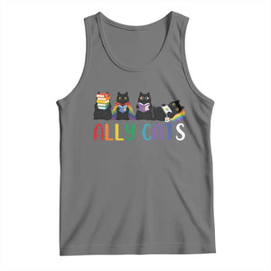 Rainbow Pride Ally Cats Tank Top LGBTQ Inclusion Cat Lover Gift TS14 Black Heather Print Your Wear