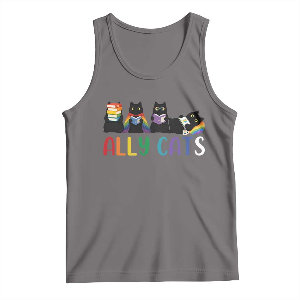 Rainbow Pride Ally Cats Tank Top LGBTQ Inclusion Cat Lover Gift TS14 Deep Heather Print Your Wear