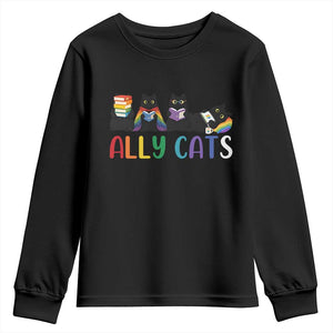 Rainbow Pride Ally Cats Youth Sweatshirt LGBTQ Inclusion Cat Lover Gift TS14 Black Print Your Wear