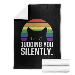 Rainbow Black Cat LGBT Pride Throw Blanket Judging You Silently TS14 Black Print Your Wear