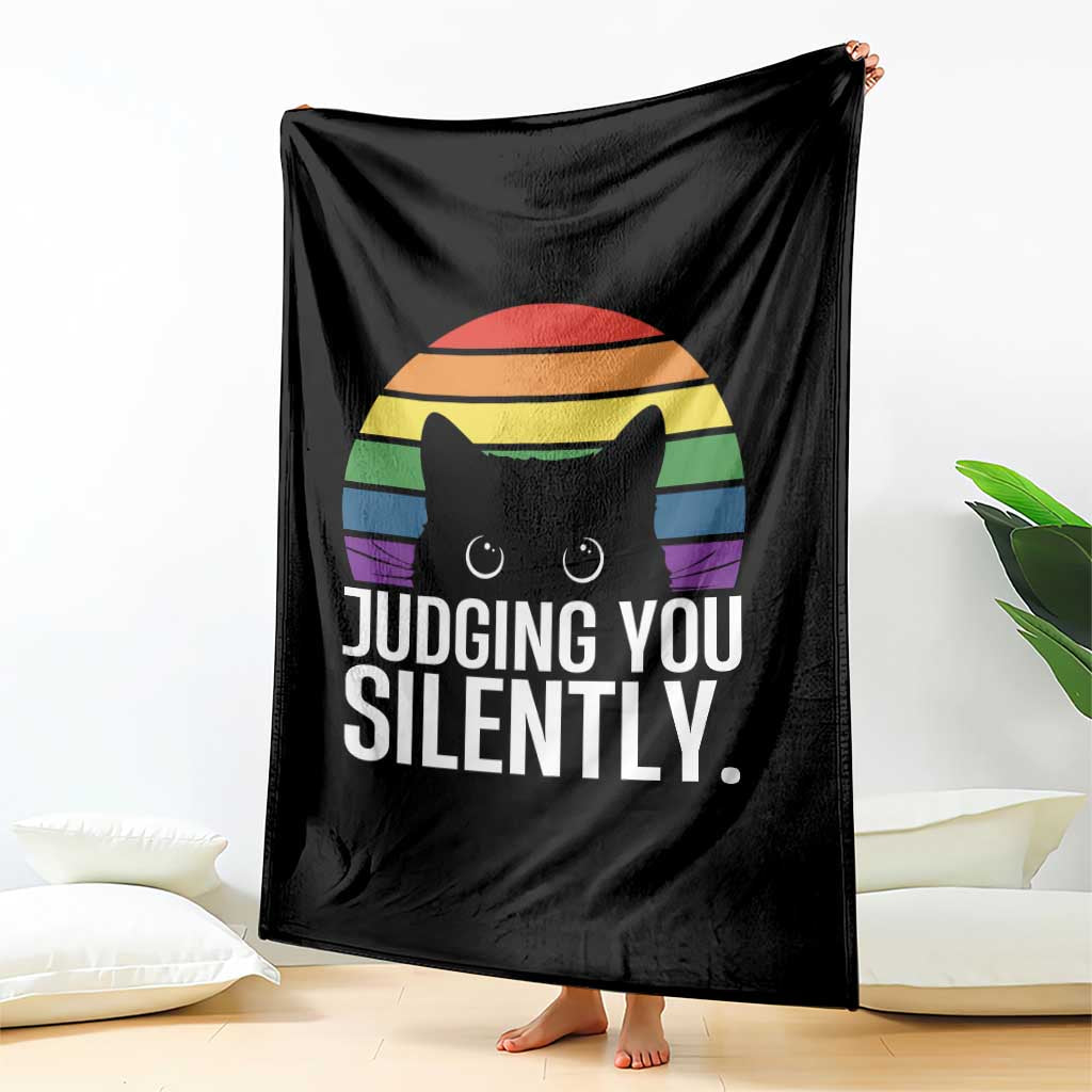 Rainbow Black Cat LGBT Pride Throw Blanket Judging You Silently TS14 Print Your Wear