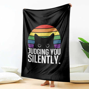 Rainbow Black Cat LGBT Pride Throw Blanket Judging You Silently TS14 Print Your Wear