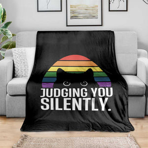 Rainbow Black Cat LGBT Pride Throw Blanket Judging You Silently TS14 Print Your Wear