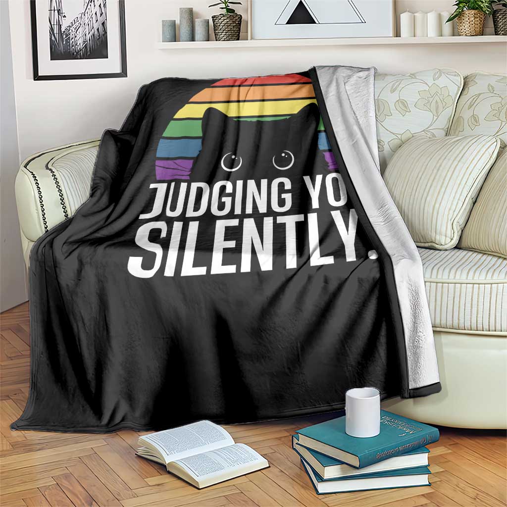 Rainbow Black Cat LGBT Pride Throw Blanket Judging You Silently TS14 Print Your Wear