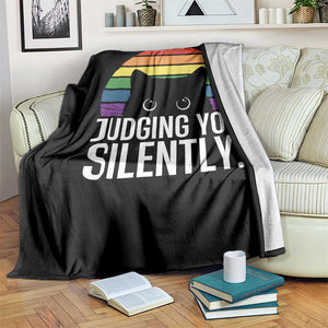 Rainbow Black Cat LGBT Pride Throw Blanket Judging You Silently TS14 Print Your Wear