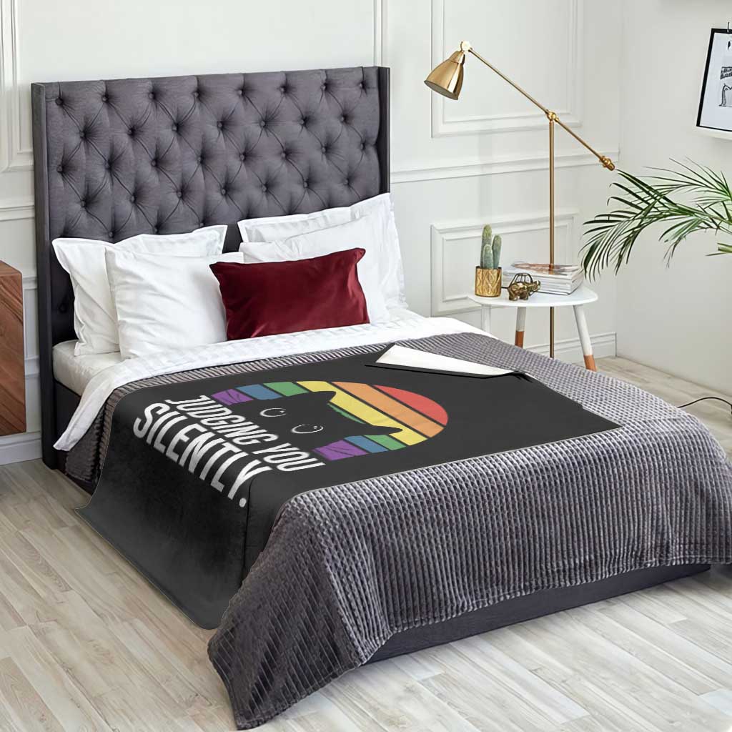 Rainbow Black Cat LGBT Pride Throw Blanket Judging You Silently TS14 Print Your Wear