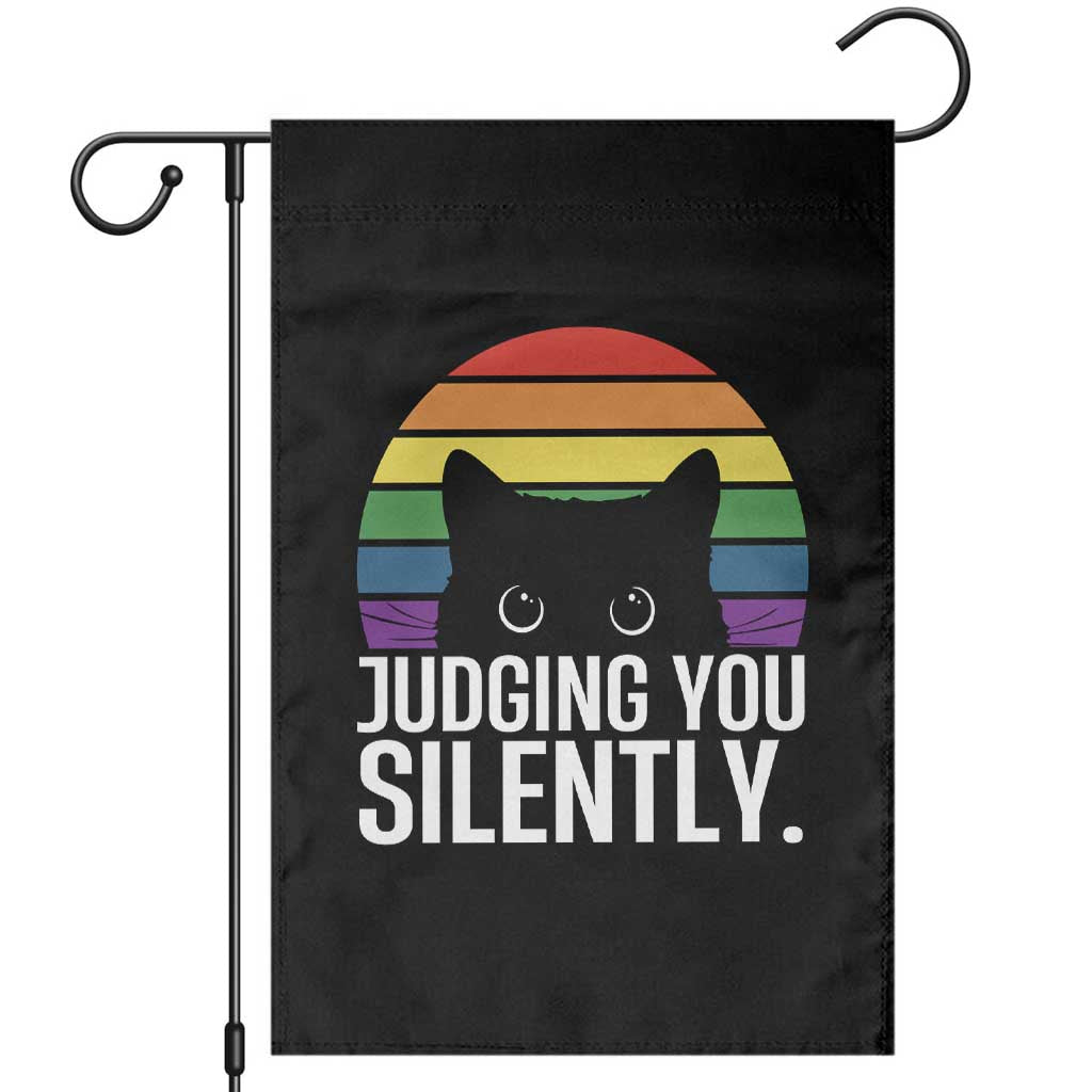 Rainbow Black Cat LGBT Pride Garden Flag Judging You Silently TS14 Black Print Your Wear