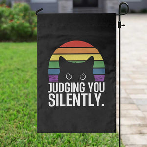 Rainbow Black Cat LGBT Pride Garden Flag Judging You Silently TS14 Print Your Wear