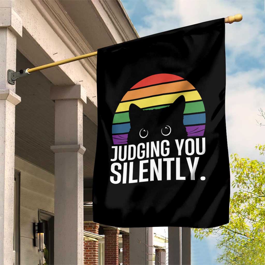 Rainbow Black Cat LGBT Pride Garden Flag Judging You Silently TS14 Print Your Wear