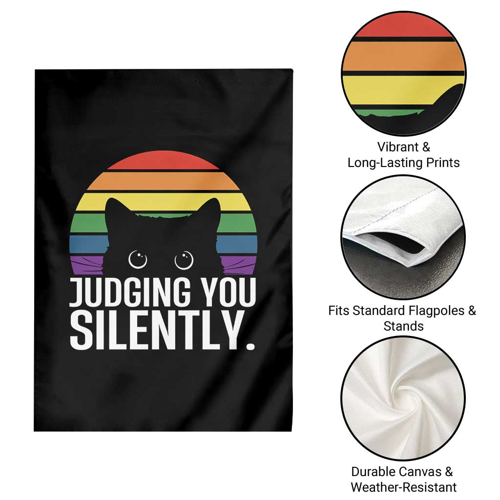 Rainbow Black Cat LGBT Pride Garden Flag Judging You Silently TS14 Print Your Wear