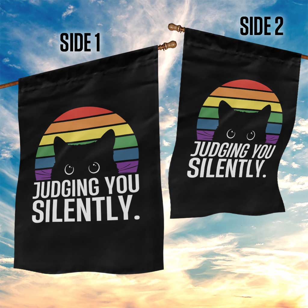Rainbow Black Cat LGBT Pride Garden Flag Judging You Silently TS14 Print Your Wear