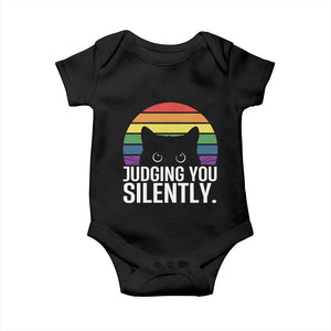 Rainbow Black Cat LGBT Pride Baby Onesie Judging You Silently TS14 Black Print Your Wear