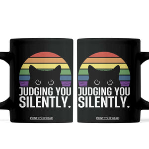 Rainbow Black Cat LGBT Pride Coffee Mug Judging You Silently TS14 Black Print Your Wear