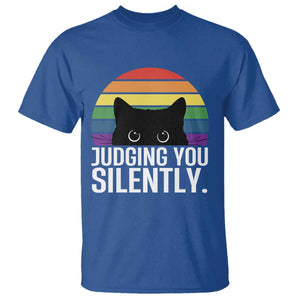 Rainbow Black Cat LGBT Pride T Shirt Judging You Silently TS14 Royal Blue Print Your Wear