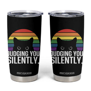 Rainbow Black Cat LGBT Pride Tumbler Cup Judging You Silently TS14 Black Print Your Wear