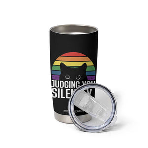 Rainbow Black Cat LGBT Pride Tumbler Cup Judging You Silently TS14 Print Your Wear