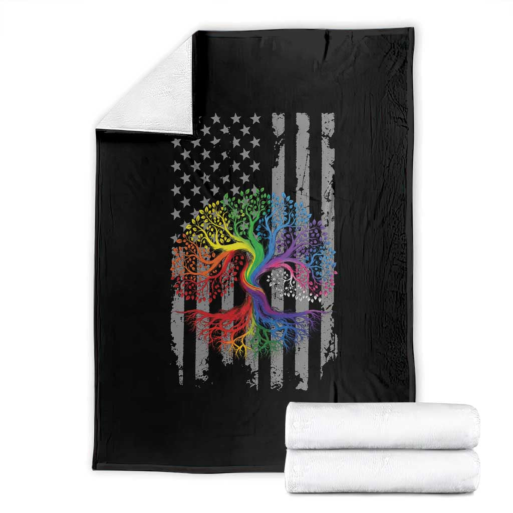 Tree of Life Rainbow LGBTQ Pride Throw Blanket American Flag Gift TS14 Black Print Your Wear